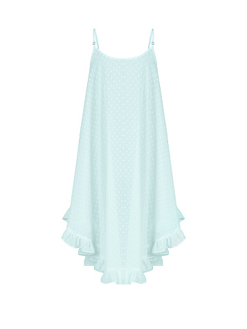 Turquoise Polka-Dot Chiffon Girl's Sundress, 1