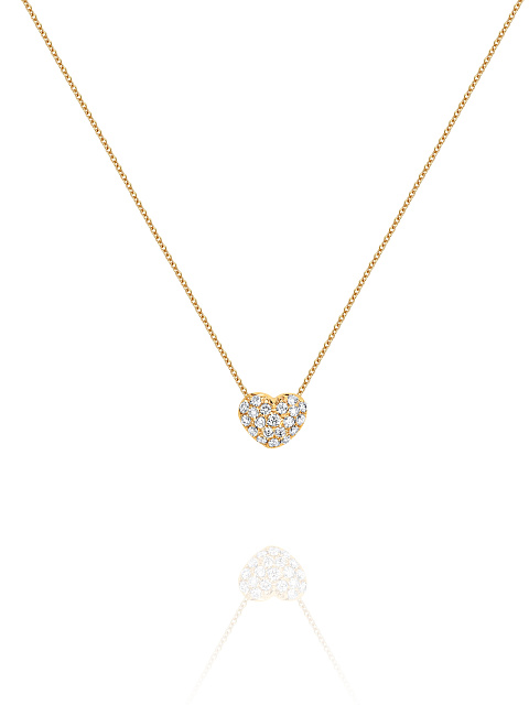 Gold & Diamonds Small Heart Pendant Necklace, 1