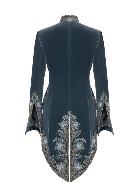 Grey-blue velvet tailcoat with embroidery, 2 Grey-blue velvet tailcoat with embroidery, 2
