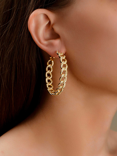 Yellow Gold & Diamonds Hoop Earrings, 2