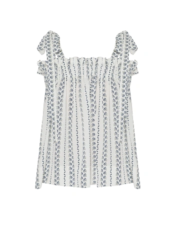 White Top With Blue Print And Tie Straps, 2