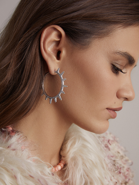 White Gold Diamond Hoop Earrings, 3