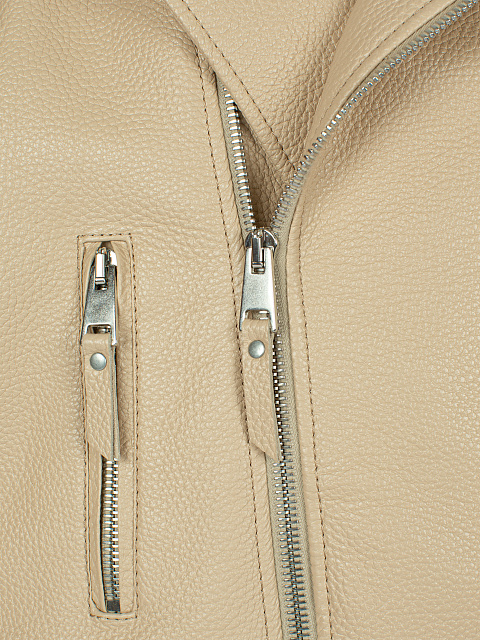 Beige Leather Biker Jacket, 4