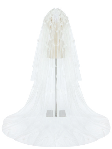 White Long Flower & Pearl Veil, 2