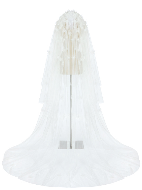 White Long Flower & Pearl Veil, 2