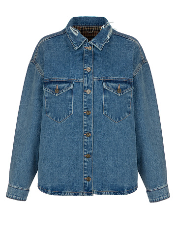 Light blue denim jacket with beige lining, 1