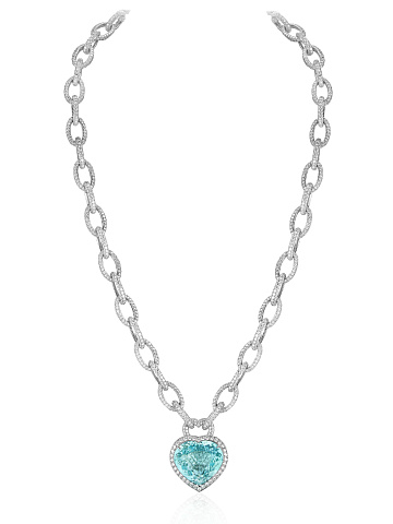 White gold chain necklace with Paraiba tourmaline and diamonds, 1