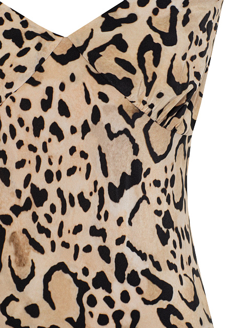 Beige Leopard Silk Mini Dress, 3 Beige Leopard Silk Mini Dress, 3