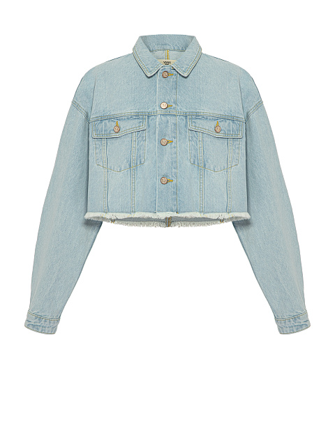 Blue Denim Cropped Jacket, 1