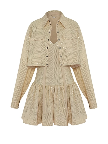 Golden Sequin Shirt & Mini Dress Set, 1