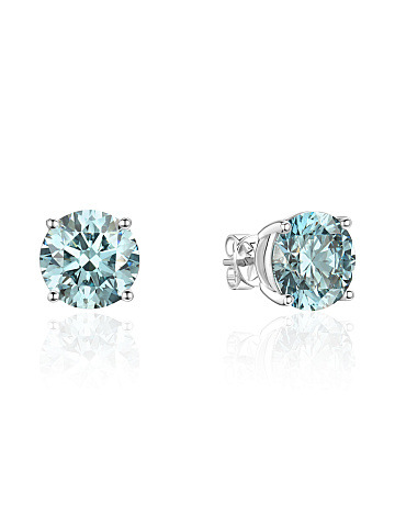 Stud earrings with blue LG diamonds in a round cut, 1