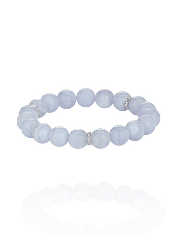 Agate Bead & Topaz & White Gold Bracelet, 1