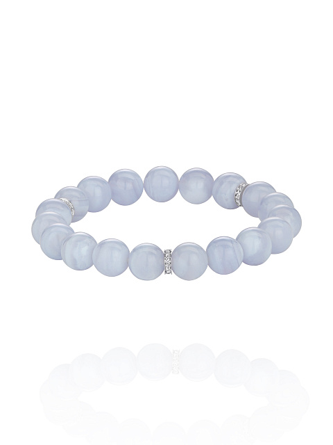 Agate Bead & Topaz & White Gold Bracelet, 1