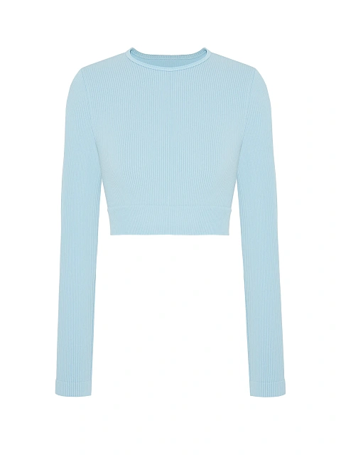 Light Blue Ribbed Jersey Sports Longsleeve, 1 Light Blue Ribbed Jersey Sports Longsleeve, 1