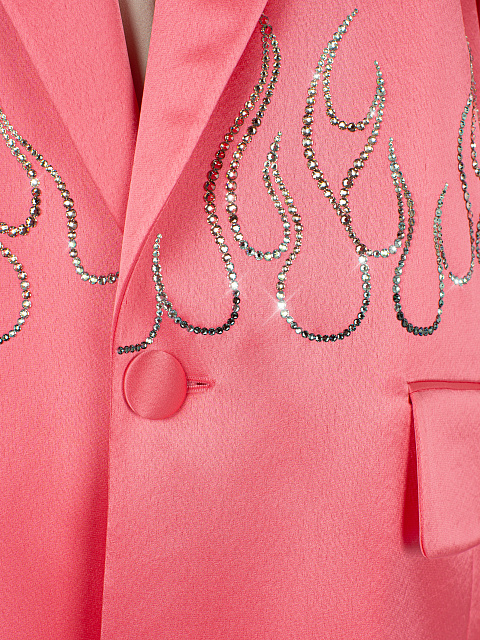 Hot Pink Rhinestones Silk Suit, 4