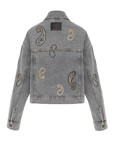Light gray denim jacket with crystals, 2