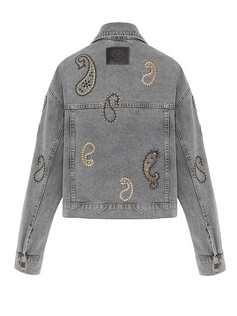 Light gray denim jacket with crystals, 2