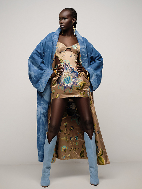 Light Blue Denim Heeled Tall Boots, 5