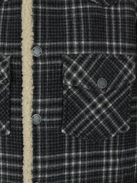 Black Checkered Wool & Beige Shearling Jacket, 3 Black Checkered Wool & Beige Shearling Jacket, 3