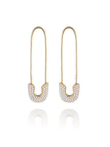 Earrings in the shape of pins made of gold with diamonds, 1