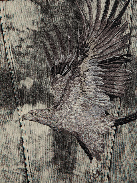 Grey denim jacket with an eagle on the back, 4