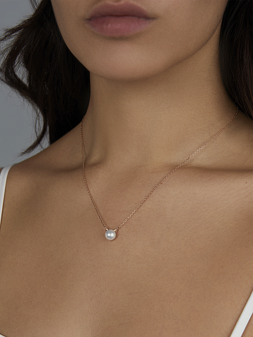 Pink Silver & Pearl Cat Necklace, 2