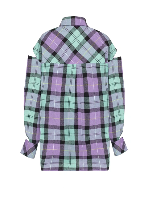 Purple & Mint Green Cut Out Check Shirt, 2 Purple & Mint Green Cut Out Check Shirt, 2