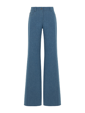 Blue Flared Jeans With Embroidery On Pockets, 2