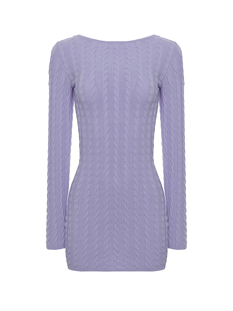 Lilac knitted mini dress with open back, 1 Lilac knitted mini dress with open back, 1