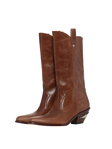 Brown high leather cowboy boots, 1