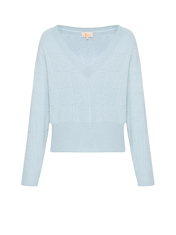 Light Blue Cashmere V-neck Sweater, 1