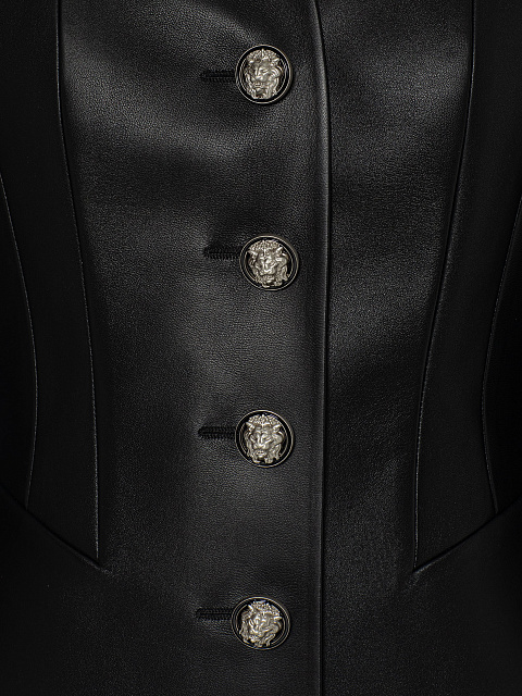 Black Leather Two-piece Suit With Flared Trousers, 4 Black Leather Two-piece Suit With Flared Trousers, 4