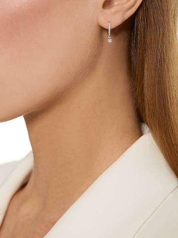 Small white gold hoops with diamonds, 2