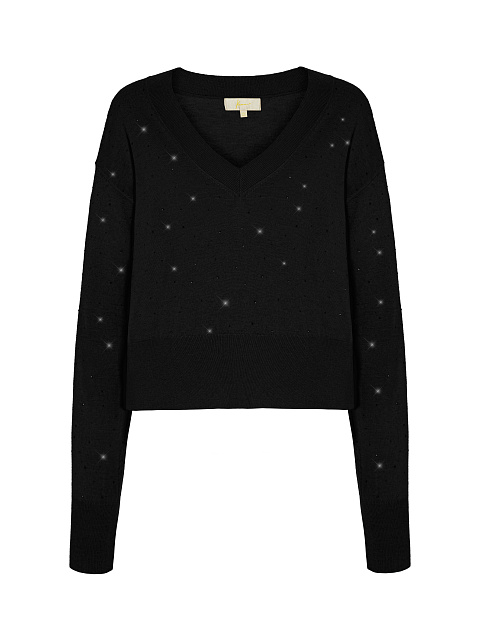 Black Rhinestone Cashmere Pullover, 1 Black Rhinestone Cashmere Pullover, 1