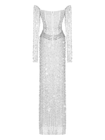 Swarovski Crystals Embellished White Mesh Corset Dress, 2