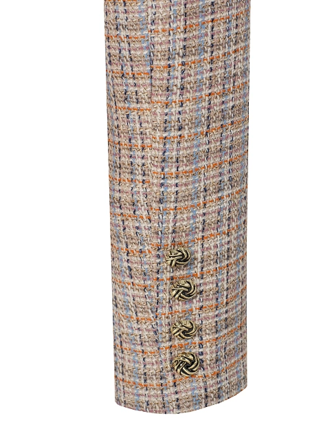 Beige and light blue cropped tweed jacket, 4 Beige and light blue cropped tweed jacket, 4