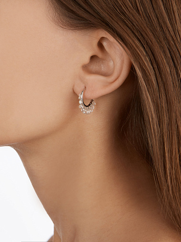 White gold hoop earrings with diamonds, 2