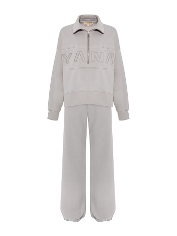 Grey Embroidered "YANA" Tracksuit, 2