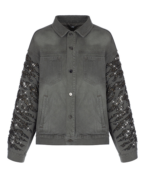 Embroidered Grey Denim Jacket, 1 Embroidered Grey Denim Jacket, 1