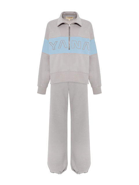 Grey & Light Blue "Yana" Embroidered Tracksuit, 2 Grey & Light Blue "Yana" Embroidered Tracksuit, 2