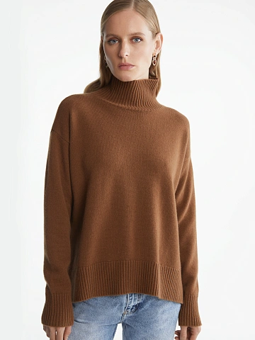 Brown Royal Cashmere Turtleneck Sweater, 2