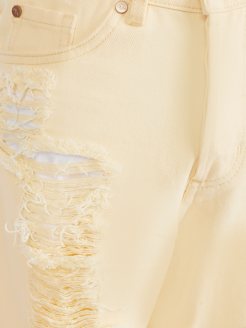 Pale Peach Distressed Cotton Jeans, 3