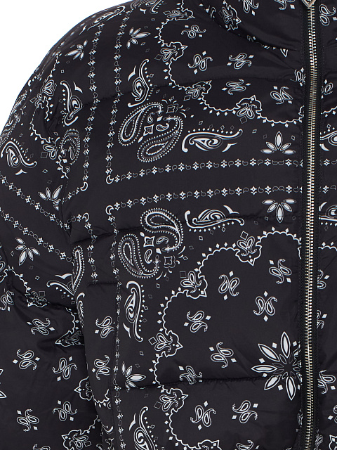 Black cropped down jacket with paisley pattern, 5 Black cropped down jacket with paisley pattern, 5