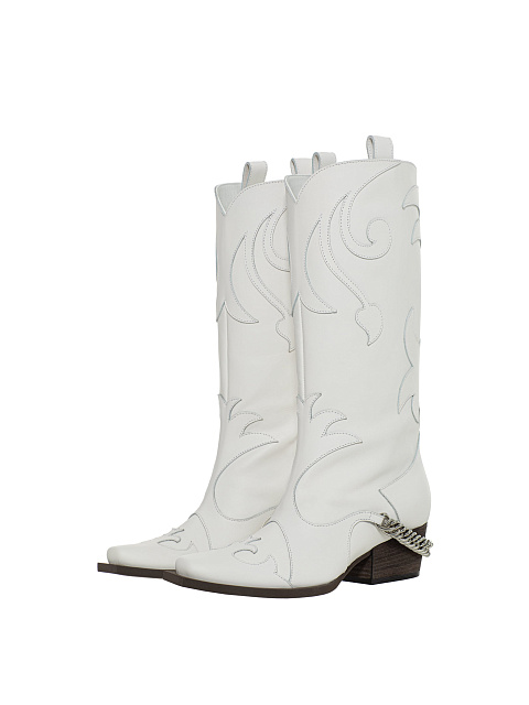 White Leather Cossacks With Chain, 1