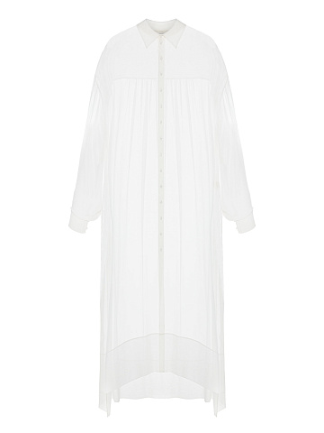 White Chiffon Shirt Dress, 1