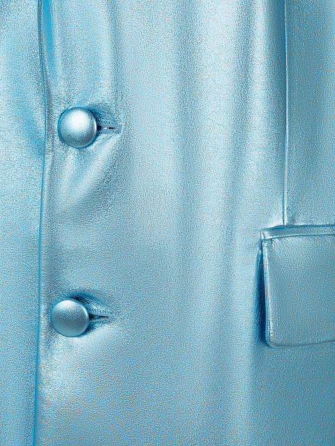 Metallic Blue Leather Blazer & Skirt Set, 5 Metallic Blue Leather Blazer & Skirt Set, 5
