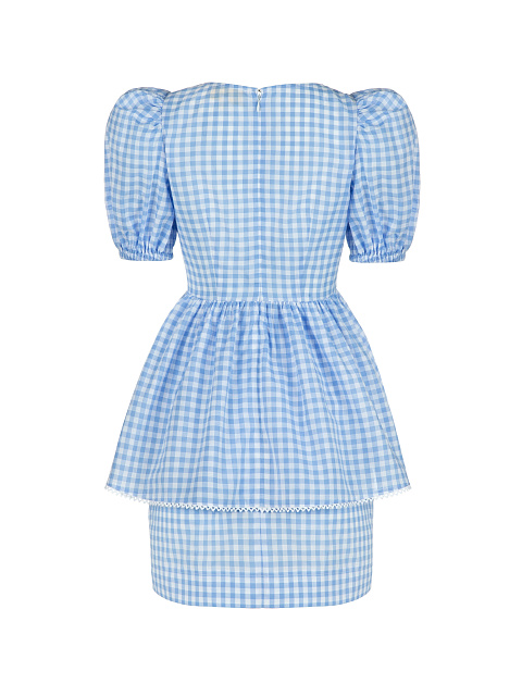 Light Blue Checked Cotton Top & Mini Skirt, 2 Light Blue Checked Cotton Top & Mini Skirt, 2