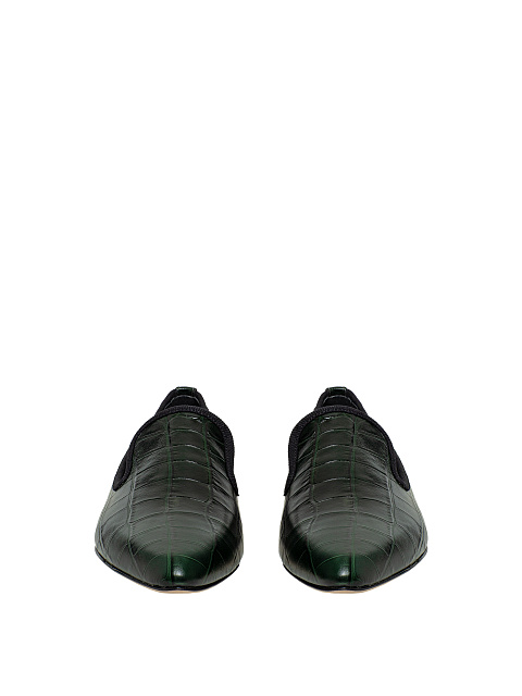 Green leather loafers, 3