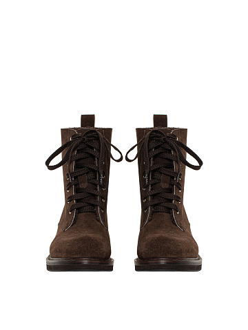 Brown Velour & Fur Lace Up Boots, 2