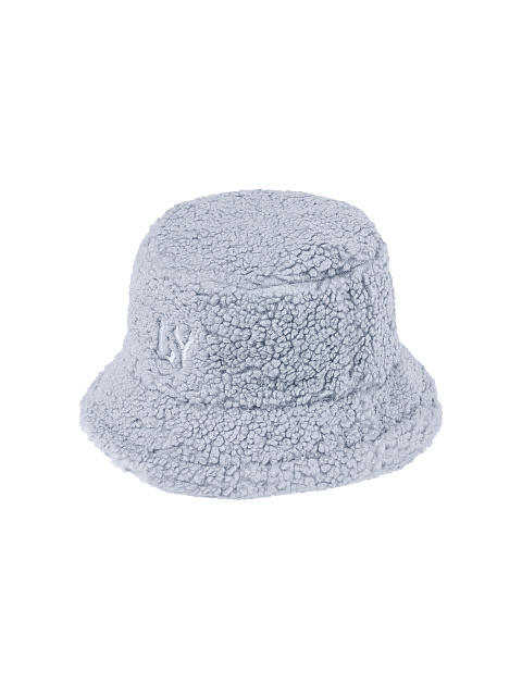 LY Embroidered Light Blue Faux Fur Bucket Hat, 1 LY Embroidered Light Blue Faux Fur Bucket Hat, 1